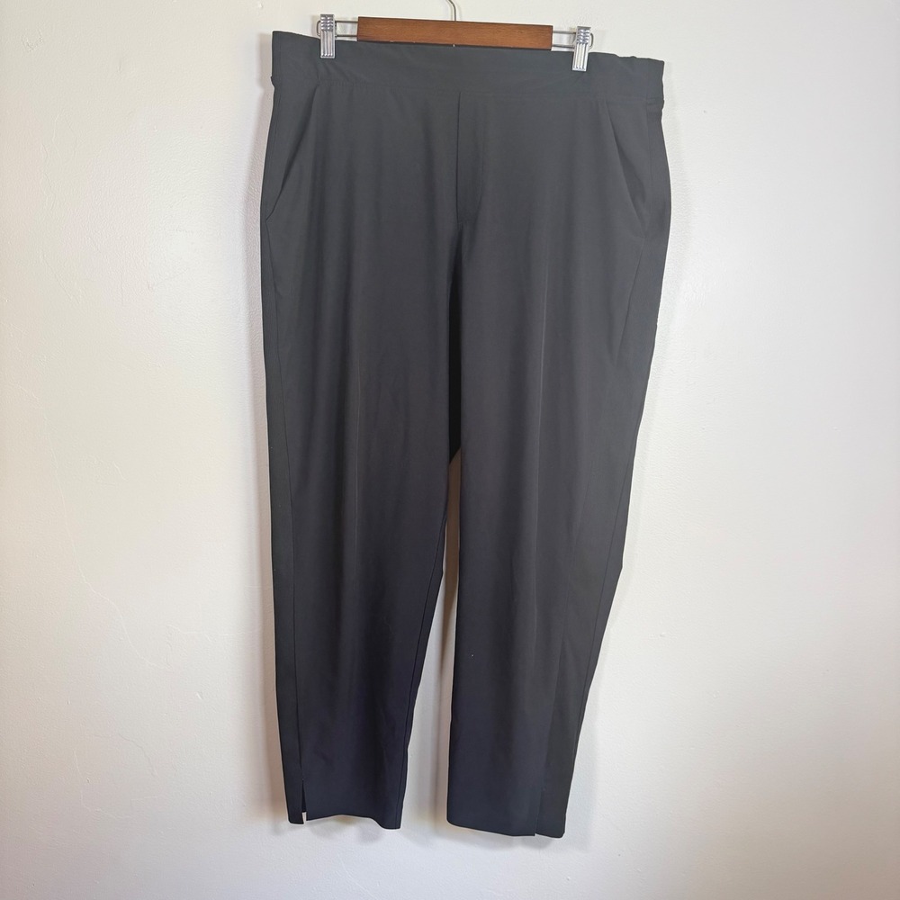 Athleta Brooklyn Ankle Ribbed Side Panel Tapered Pants Size 16 Black